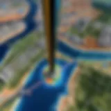 Detailed view of Google Earth interface showcasing navigation tools