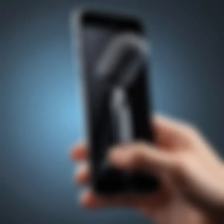 Person using an external microphone with an iPhone