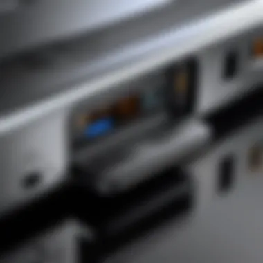 HP Docking Station Features Close-up of HP docking station features, highlighting connectivity and design.