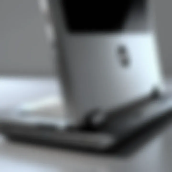 A sleek HP laptop connected to a docking station showcasing multiple port options.