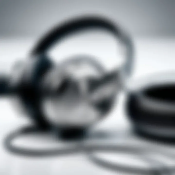 JLAB over-ear headphones displayed alongside modern audio equipment