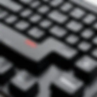 Close-up of the keyboard's key layout and functionality