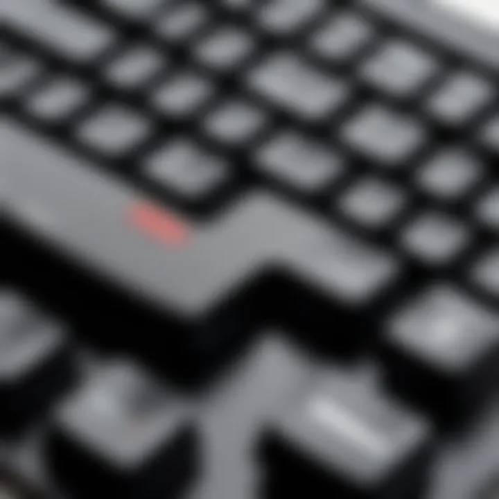 Close-up of the keyboard's key layout and functionality