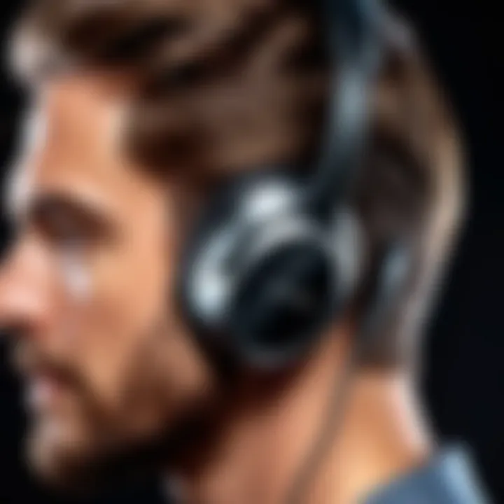 Close-up of sound quality features in a headset