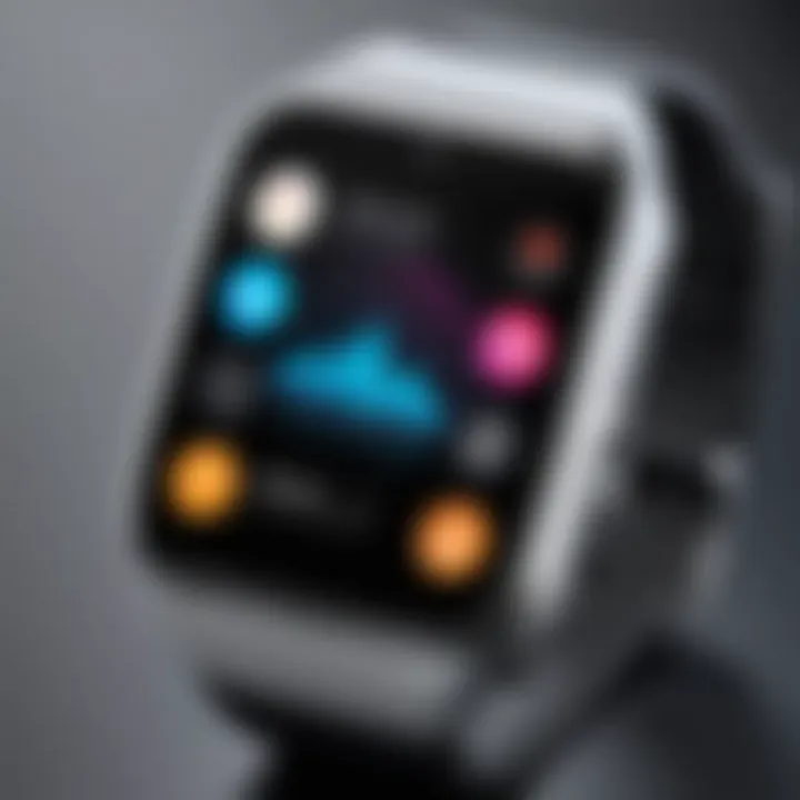 User experience interface on an active smartwatch demonstrating functionality