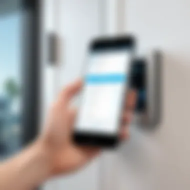 A close-up of a smartphone application controlling door access remotely