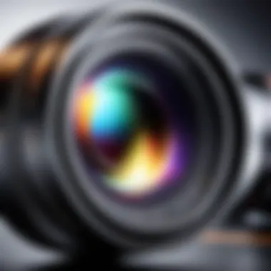 Close-up of lens elements showcasing optical performance