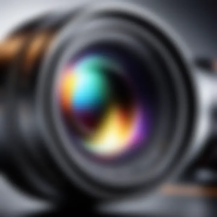Close-up of lens elements showcasing optical performance