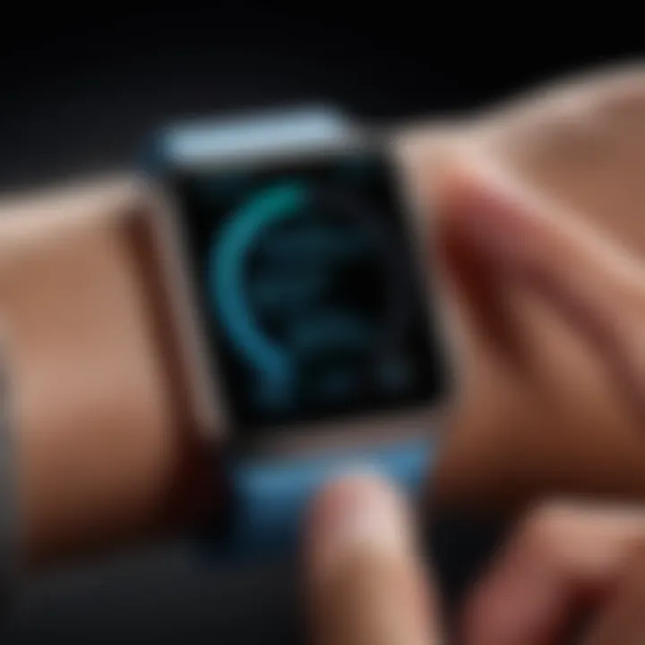 User interacting with Apple Watch interface