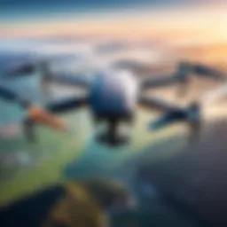 Aerial view of a drone flying in the sky