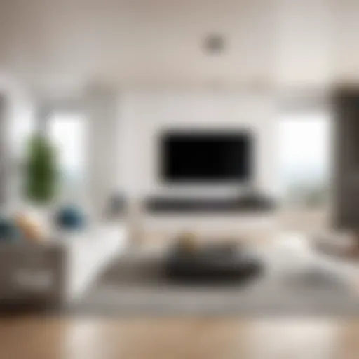 Modern home security system setup in a stylish living room