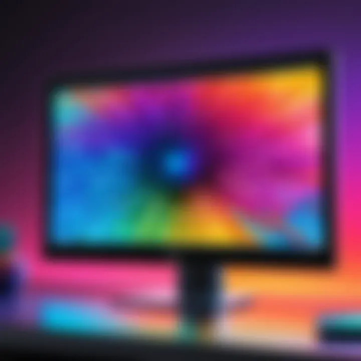 Close-up of the display showcasing vibrant colors on a smart monitor