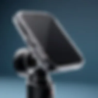 Modern Handheld Phone Stabilizer Close-up view of a modern handheld phone stabilizer showcasing its sleek design and features.
