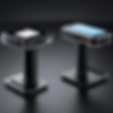 Comparison of Stabilizer Models Side-by-side comparison of different models of phone stabilizers demonstrating their unique designs.