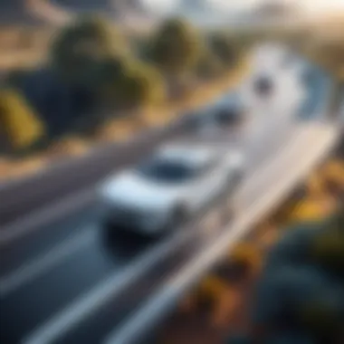 A futuristic landscape showcasing the potential future of autonomous driving.