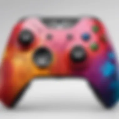 A vibrant custom Xbox controller showcasing unique color combinations