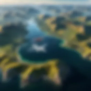 Stunning Aerial View in Flight Simulator An aerial view of a stunning landscape in Microsoft Flight Simulator