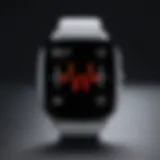 A modern smartwatch displaying ECG readings on its screen