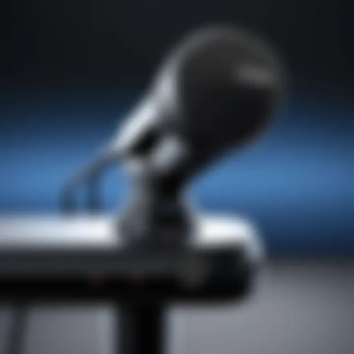 Close-up of wireless boom mic technology
