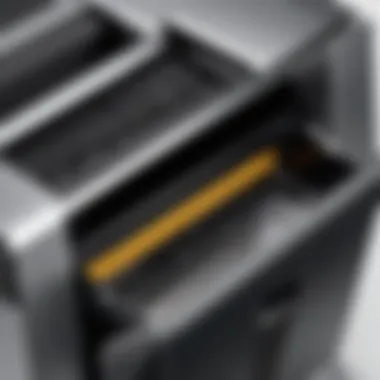 Advanced Blade Technology in Fellowes Shredders Close-up view of Fellowes shredder blade technology