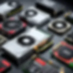 A comparison chart of graphics card prices across different online platforms.