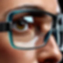 Close-up of specialized glasses for screen use