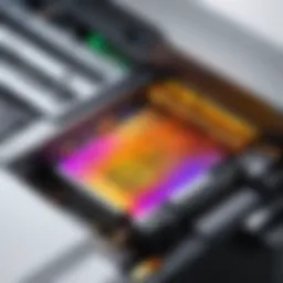 A high-resolution close-up of a ho color laser printer showcasing its intricate components.