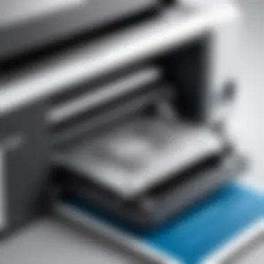 Close-up of small format printer technology and features