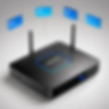 Diagram illustrating VPN connectivity through a Linksys router.