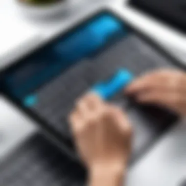 User Experience with iPad Air Keyboards User seamlessly interacting with an iPad Air using a keyboard