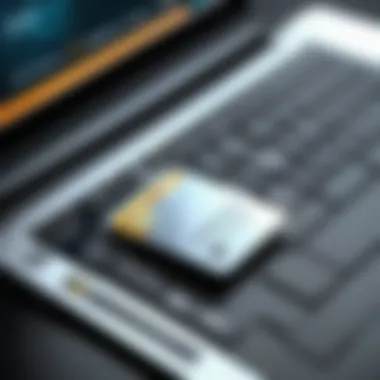 A close-up of a smart card being inserted into a laptop, symbolizing advanced security measures.