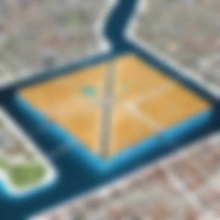 Concept illustration of the intersection of mapping software and navigation tools