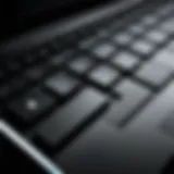 Close-up view of the Microsoft Surface Laptop backlit keyboard displaying light intensity