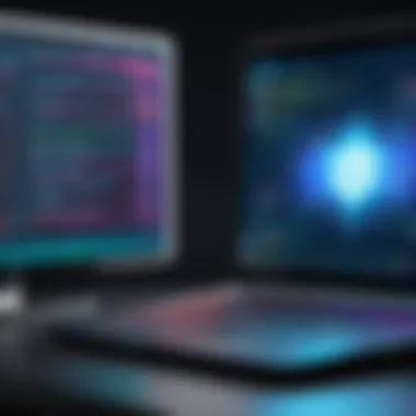 Coding and Gaming Software Comparison Side-by-side comparison of coding and gaming software interfaces.