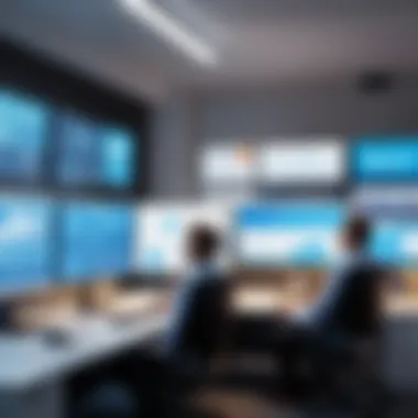 Maximizing Productivity in Shared Workspaces Professional workspace illustrating enhanced productivity through monitor sharing
