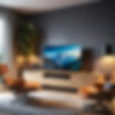 Cozy Gaming Corner with TV Setup A cozy gaming corner with a TV setup and ergonomic seating