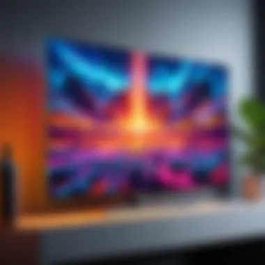 High-Resolution Television for Gaming A high-resolution television displaying a vibrant gaming scene