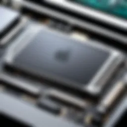 An internal view of a MacBook Pro showcasing memory modules
