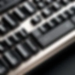 A close-up of vintage mechanical keyboard keys showcasing their unique texture and design.