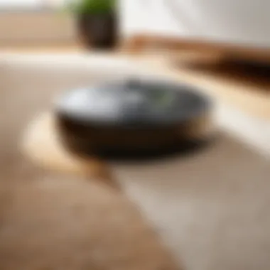 Roomba Effectively Cleaning Cat Hair Roomba navigating through cat hair on a living room floor