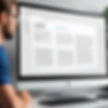 Evaluating Conversion Performance A professional assessing the performance of a PDF to Word conversion tool on a computer screen