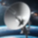 A satellite dish receiving signals from space