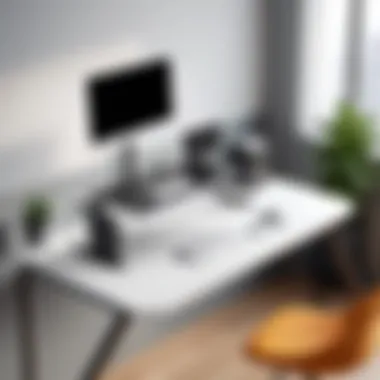 Compact Design for Modern Workspaces Compact mobile standing desk in modern office setting