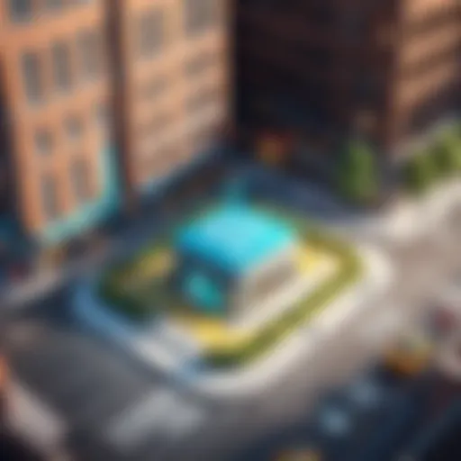 A modern urban setting showcasing a public WiFi hotspot