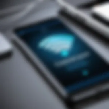 Close-up of a smartphone connecting to a WiFi hotspot