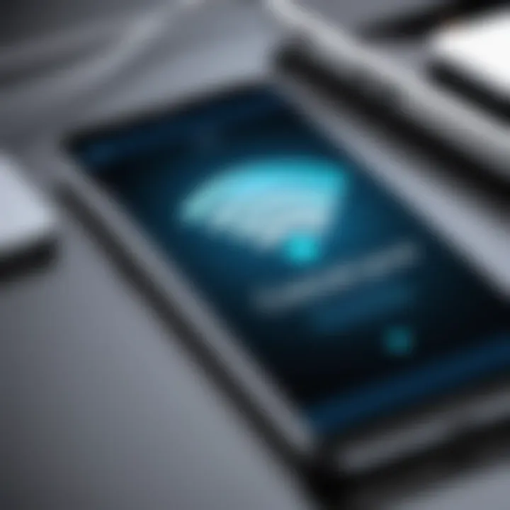 Close-up of a smartphone connecting to a WiFi hotspot