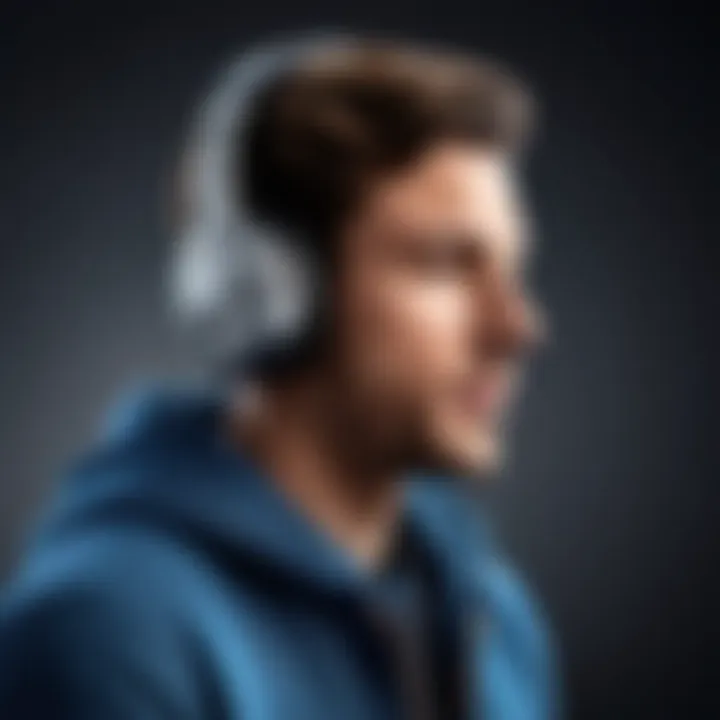 User enjoying music with noise cancelling headphones