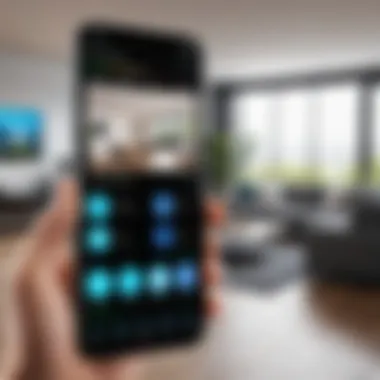 Smart home surveillance system interface displayed on a smartphone