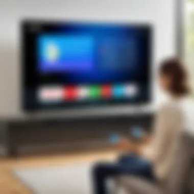 User interacting with Toshiba Google Cast functionality on a smart TV