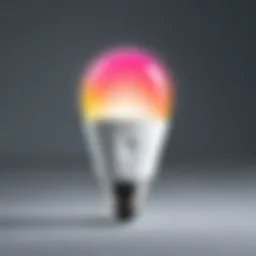 Illuminated TP-Link Kasa smart bulb showcasing color options